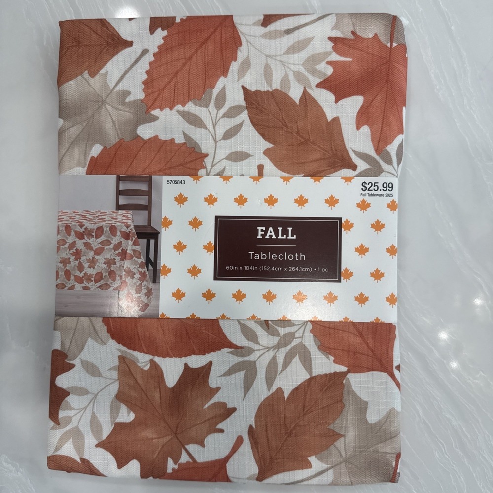 Hobby Lobby Fall Tablecloth 60x104 Leaves Plaid Harvest Thanksgiving NEW